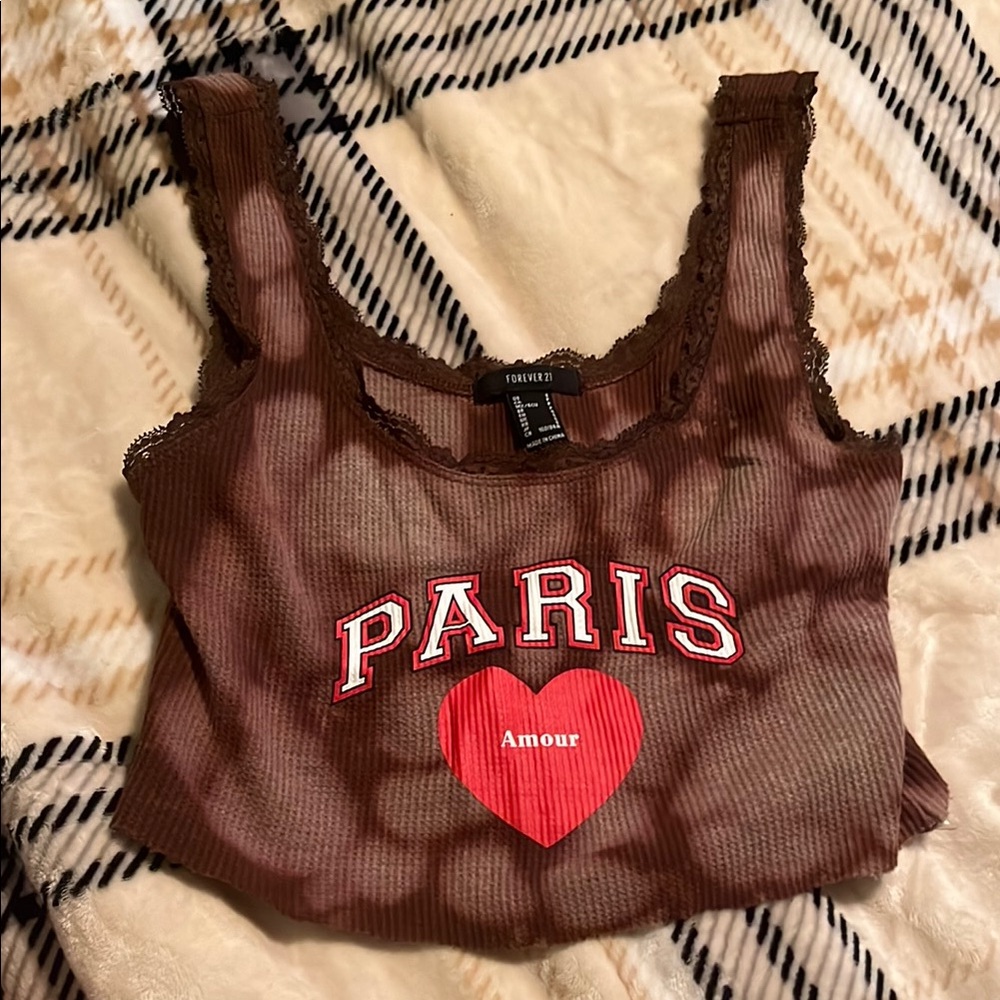 Brown Paris Amour Tank Top